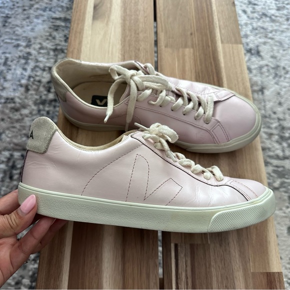Veja Esplar in Petal Pink Patent Leather Lace Sneakers Size Women's US 9 - Picture 6 of 15